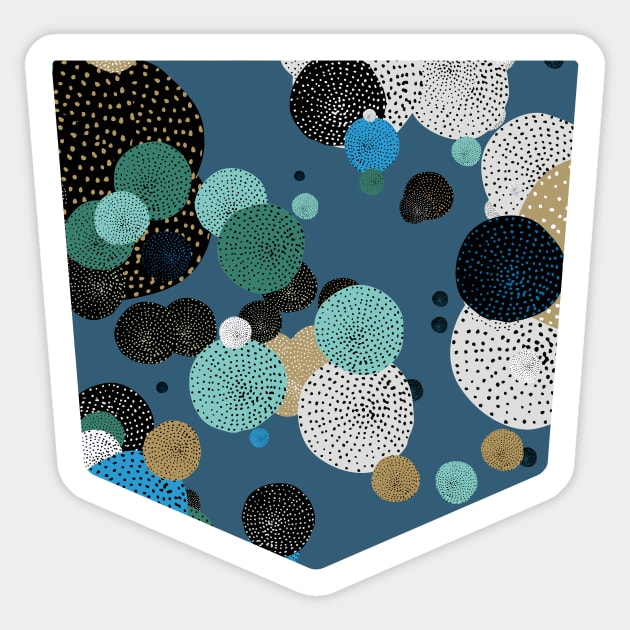 Pocket - ORIENTAL CIRCLE TEXTURE DARK BLUE Sticker by ninoladesign